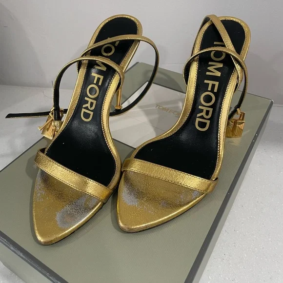 Tom Ford Lock Metallic Stiletto Sandals - Picture 6 of 15